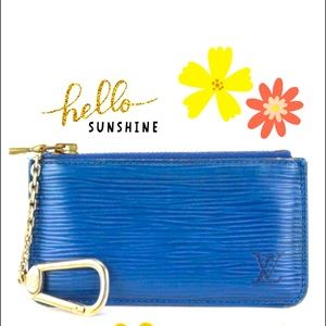 Louis Vuitton Blue Epi Leather Key Pouch Pochette Cles Keychain
